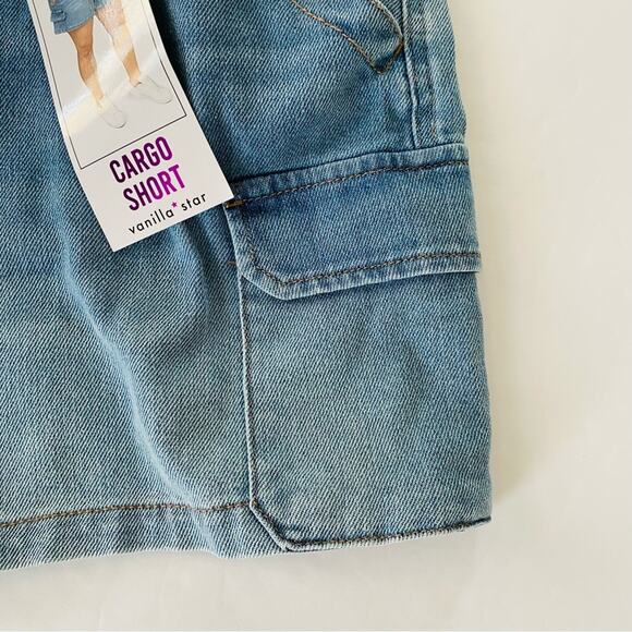 Vanilla Star | Cargo Short Drawstring Waist Side Pockets Light Wash NWT 3X - Picture 9 of 10